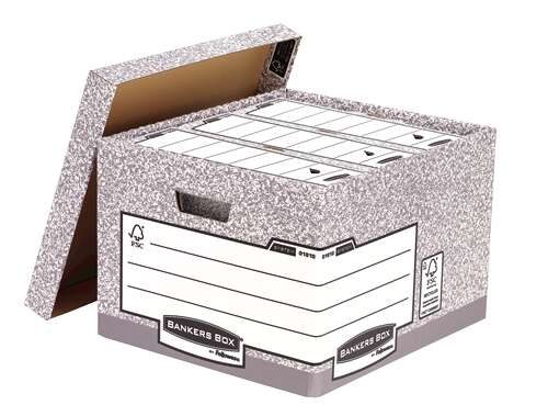 Fellowes Bankers Box Contenitore per documenti Folio - Montaggio automatico Fastfold - Cartone riciclato Certificazione FSC - Colore Grigio