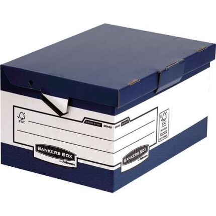 Fellowes Bankers Box Ergo-Stor Maxi Contenitore per archiviazione con manici ergonomici - Coperchio fisso - Montaggio automatico Fastfold - Cartone riciclato Certificazione FSC