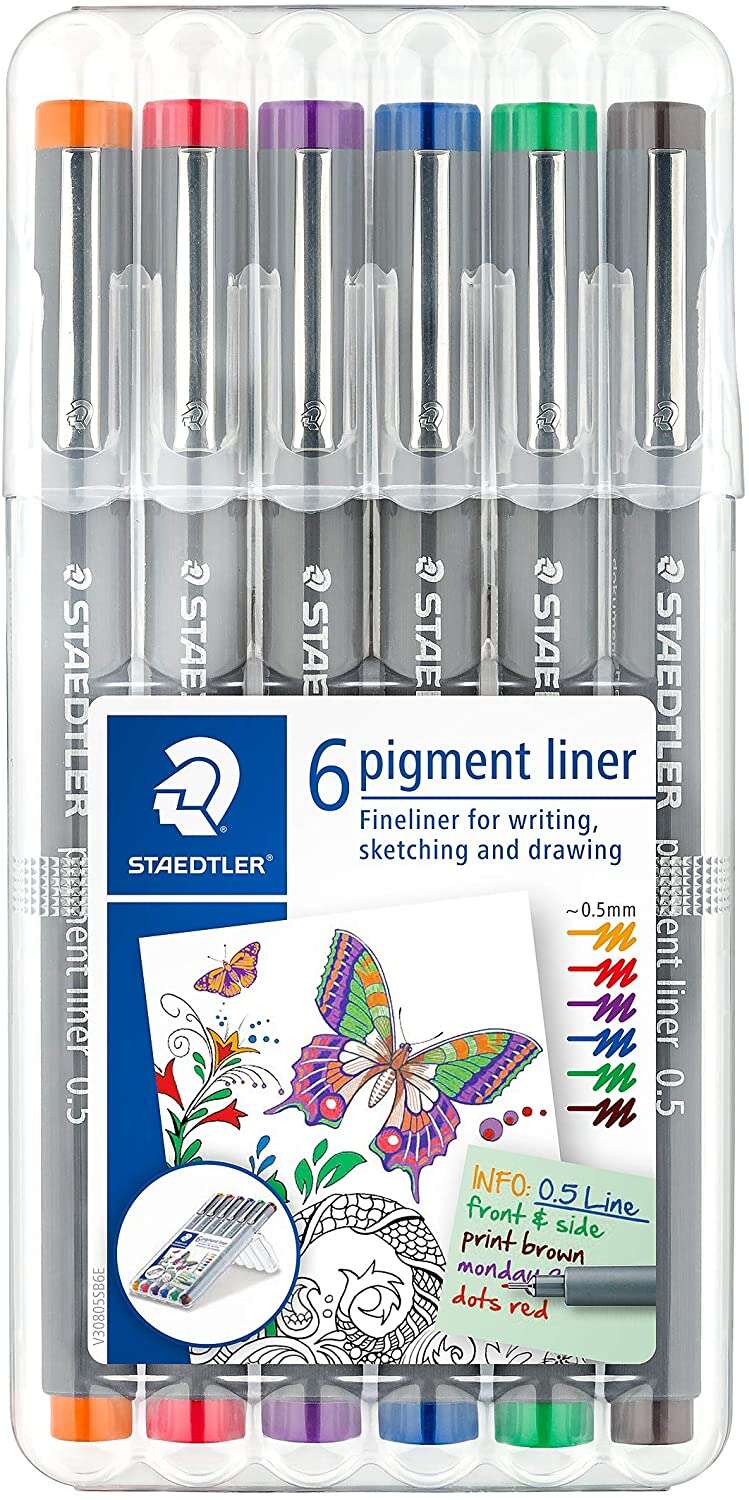Staedtler Pigment Liner 308 Confezione da 6 pennarelli calibrati - Tratto 0
