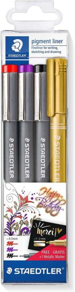 Staedtler Pigment Liner 308 Confezione da 4 pennarelli calibrati - Tratto 0
