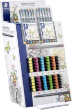Staedtler Pigment Liner 308 Espositore con 60 pennarelli + 10 astucci - Colori assortiti