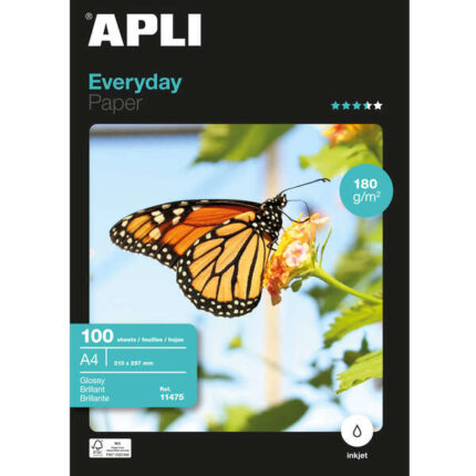 Carta fotografica Apli Everyday A4 180 g - Finitura lucida - 100 fogli