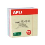 Apli Funny Confezione da 400 foglietti adesivi 75 x 75 mm - Colori pastello assortiti