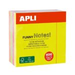 Apli Funny Cubo da 400 foglietti adesivi 75 x 75 mm - Colori assortiti fluorescenti