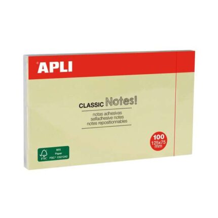Apli Classic Blocco da 100 foglietti adesivi 125 x 75 mm - Colore giallo