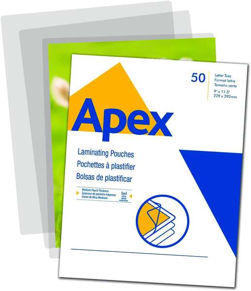 Fellowes Apex Confezione da 100 buste per plastificazione A3 - 125 micron - Finitura di alta qualità - Trasparenti