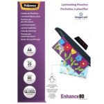 Fellowes Confezione da 25 buste per plastificazione lucida A4 - 80 micron - Alta qualità - Trasparente