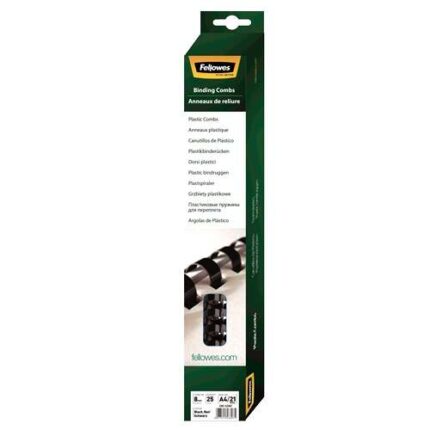Fellowes Confezione da 25 anelli in plastica da 8 mm - Fino a 40 fogli - Facili da usare e flessibili - Alta qualità - Colore nero