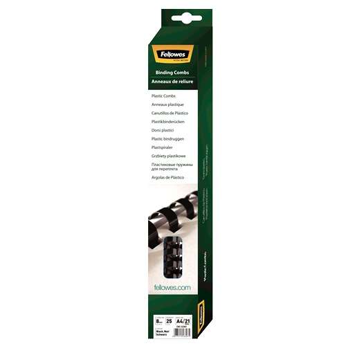 Fellowes Confezione da 25 anelli in plastica da 8 mm - Fino a 40 fogli - Facili da usare e flessibili - Alta qualità - Colore nero Fellowes Confezione da 25 anelli in plastica da 8 mm - Fino a 40 fogli - Facili da usare e flessibili - Alta qualità - Colore nero