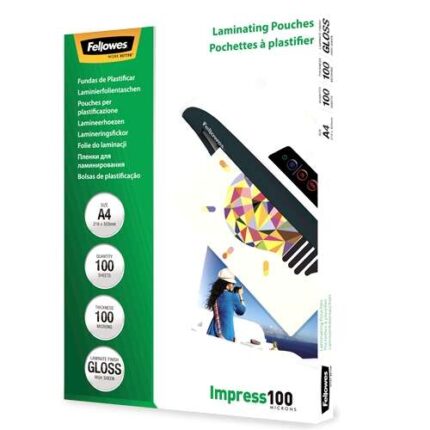 Fellowes Confezione da 100 buste per plastificazione lucida A4 - 100 micron - Alta qualità - Trasparente