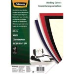 Fellowes Confezione da 100 copertine in cartoncino similpelle Delta Cuero A4 - 250 g - Colore bianco - immagine 2