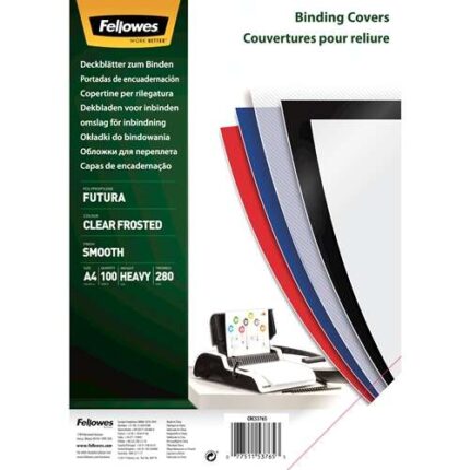 Fellowes Confezione da 100 copertine in polipropilene A4 - 280 micron - Molto resistenti - Trasparenti
