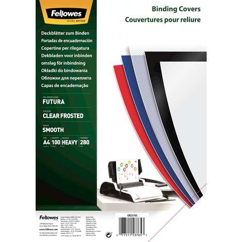 Fellowes Confezione da 100 copertine in polipropilene A4 - 280 micron - Molto resistenti - Trasparenti