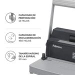 Fellowes Metal 50R Rilegatrice manuale a spirale metallica A4 - Perforazione fino a 12 fogli - Rilegatura fino a 450 fogli - Passo della spirale 5:1 - Pinze incluse