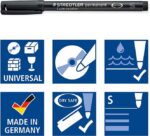 Staedtler Lumocolor Permanent 313 Pennarello permanente a punta fine - Tratto 0,4 mm - Asciugatura rapida - Colore nero - immagine 4