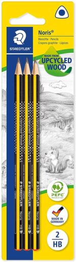 Staedtler Noris 183 Confezione da 3 matite a grafite triangolari - Minuta 2HB - Resistente alla rottura