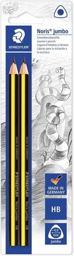 Staedtler Noris Jumbo 119 Confezione da 2 matite di grafite jumbo triangolari - Mina HB da 4 mm - Legno proveniente da foreste sostenibili
