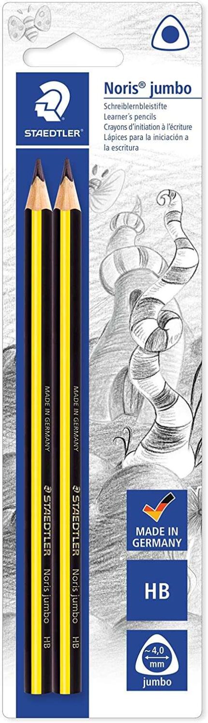 Staedtler Noris Jumbo 119 Confezione da 2 matite di grafite jumbo triangolari - Mina HB da 4 mm - Legno proveniente da foreste sostenibili