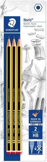 Staedtler Noris 120 Confezione da 3 matite esagonali in grafite HB - Resistenza alla rottura - Legno proveniente da foreste sostenibili