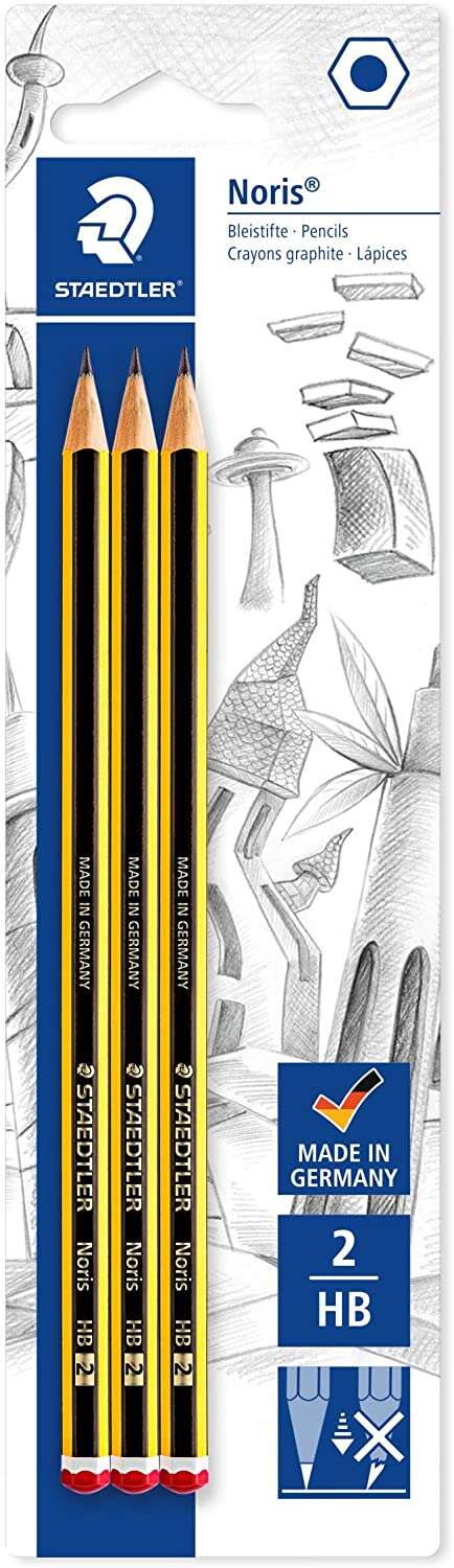 Staedtler Noris 120 Confezione da 3 matite esagonali in grafite HB - Resistenza alla rottura - Legno proveniente da foreste sostenibili