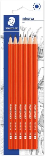 Staedtler Minerva Confezione da 6 matite di grafite esagonali - Miniera 2HB - Legno proveniente da foreste sostenibili - Per scrivere e disegnare