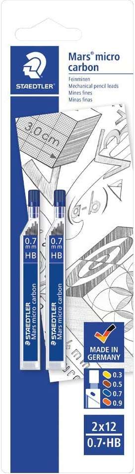 Staedtler Micro Carbon 250 Confezione da 2 tubetti da 12 mine - Mina HB da 0