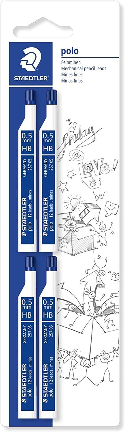 Staedtler Mars Micro Carbon 257 Confezione da 4 tubetti di mine con 12 mine HB da 0