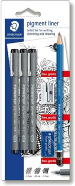 Staedtler Pigment Liner 308 Confezione da 3 pennarelli calibrati neri