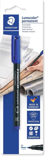 Staedtler Lumocolor Permanent 317 Pennarello permanente a punta fine - Tratto 1 mm -  Per quasi tutte le superfici - Asciugatura rapida - Colore blu