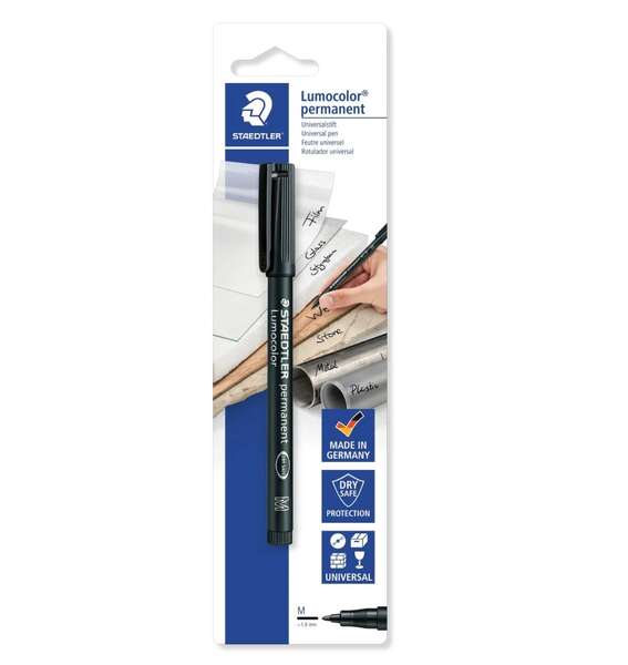 Staedtler Lumocolor Permanent 317 Pennarello permanente a punta fine - Tratto 1 mm - Per quasi tutte le superfici - Asciugatura rapida - Colore nero