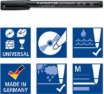 Staedtler Lumocolor Permanent 317 Pennarello permanente a punta fine - Tratto 1 mm - Per quasi tutte le superfici - Asciugatura rapida - Colore nero - immagine 5