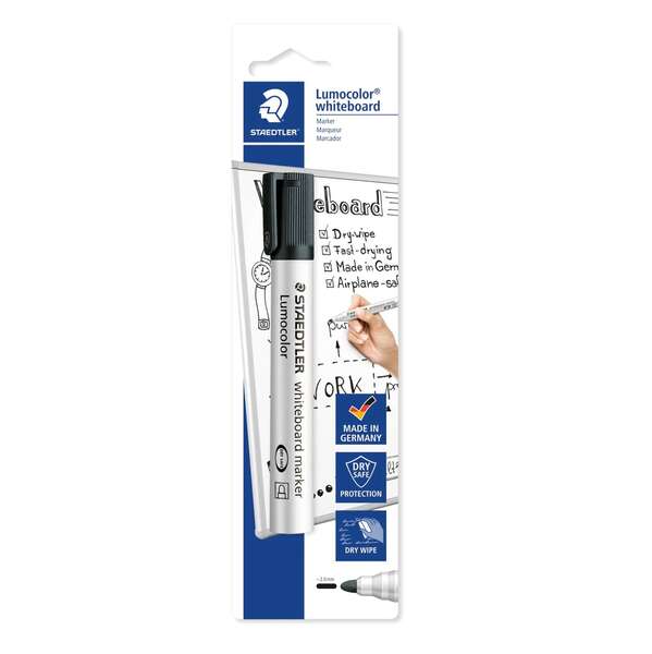 Staedtler Lumocolor 351 Pennarello per lavagna bianca - Tratto 2 mm - Asciugatura rapida - Ricaricabile - Colore nero Staedtler Lumocolor 351 Pennarello per lavagna bianca - Tratto 2 mm - Asciugatura rapida - Ricaricabile - Colore nero