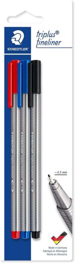Staedtler Triplus Fineliner 334 Confezione da 3 pennarelli a punta fine - Tratto di circa 0