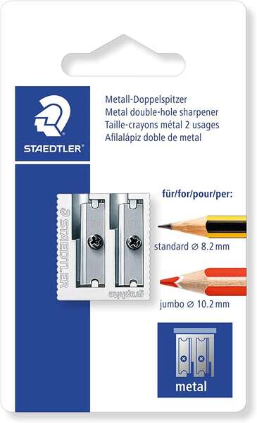 Staedtler Temperamatite in metallo con lama in metallo - Angolo di affilatura di 23° e 30° - 2 fori