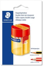 Staedtler 512 Temperamatite in plastica a doppio uso - Angolo di affilatura 23° e 30° - 2 fori - Contenitore - Colori assortiti - immagine 4