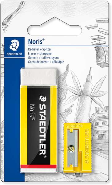 Staedtler Noris 526 Confezione da 1 gomma da cancellare in plastica + 1 temperamatite in plastica