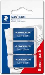 Staedtler Mars Plastic Confezione da 3 gomme da cancellare - Plastica - Alta precisione - Colore bianco