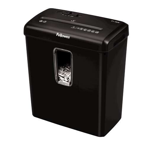 Fellowes P-30C Distruggidocumenti manuale con taglio a particelle P-4 - Distrugge fino a 6 fogli alla volta - Capacità del cestino 15 L - Colore nero