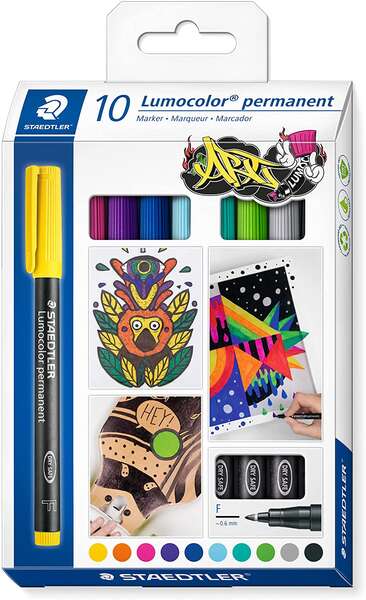 Staedtler Lumocolor 318 C10 Confezione da 10 pennarelli indelebili - Tratto di circa 0