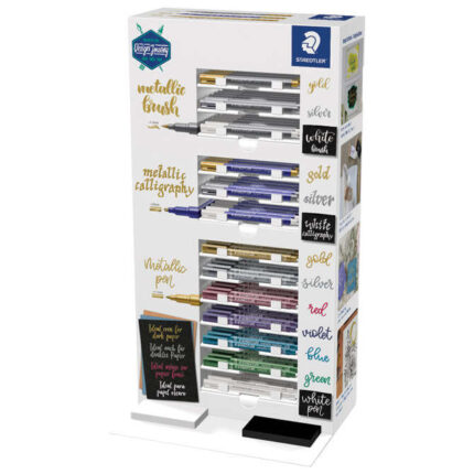 Staedtler Metallic Espositore da 130 pennarelli a punta fine metallici - Inchiostro a base d'acqua - Colori assortiti