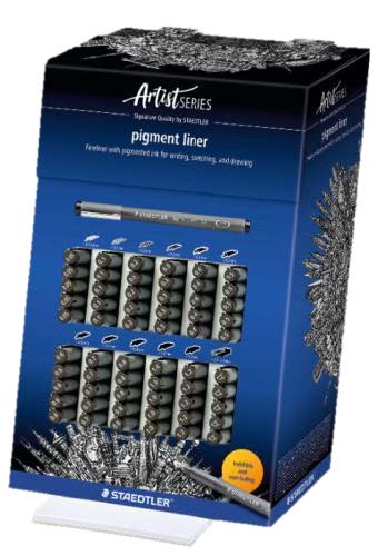 Staedtler Pigment Liner 308 Espositore con 60 pennarelli calibrati - Diverse larghezze di tratto - Asciugatura rapida - Colore nero