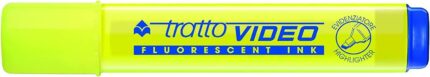 Tratto Video Pennarello fluorescente - Punta smussata - Inchiostro a base d'acqua - Asciugatura rapida - Colore giallo fluorescente