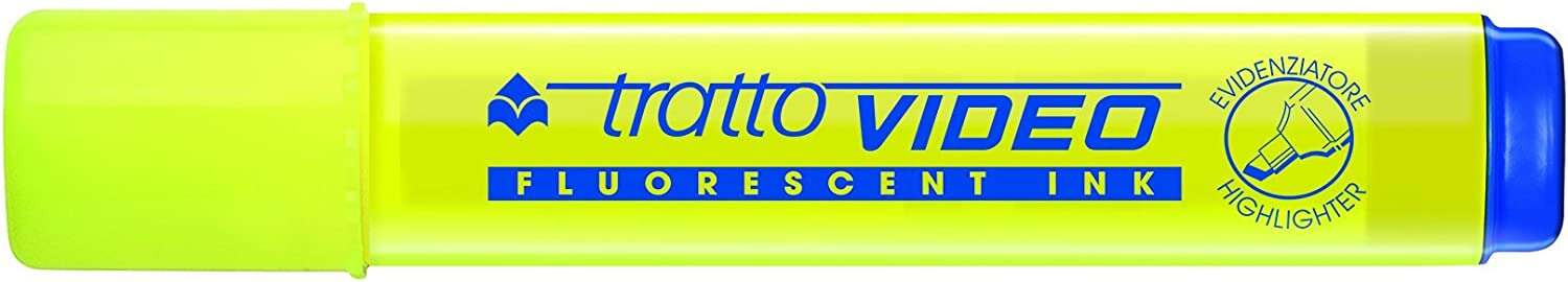 Tratto Video Pennarello fluorescente - Punta smussata - Inchiostro a base d'acqua - Asciugatura rapida - Colore giallo fluorescente Tratto Video Pennarello fluorescente - Punta smussata - Inchiostro a base d'acqua - Asciugatura rapida - Colore giallo fluorescente