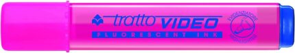 Tratto Video Pennarello fluorescente - Punta smussata - Inchiostro a base d'acqua - Asciugatura rapida - Colore rosa fluorescente