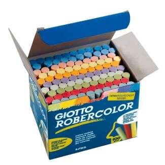 Giotto Robercolor Confezione da 100 gessetti rotondi colorati - Testati dermatologicamente - Compatti e resistenti - Colori assortiti