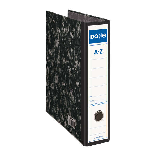 Dohe Archinovo Raccoglitore a leva A4 - Dorso largo - Angolari metallici e anello - Colore nero marmorizzato