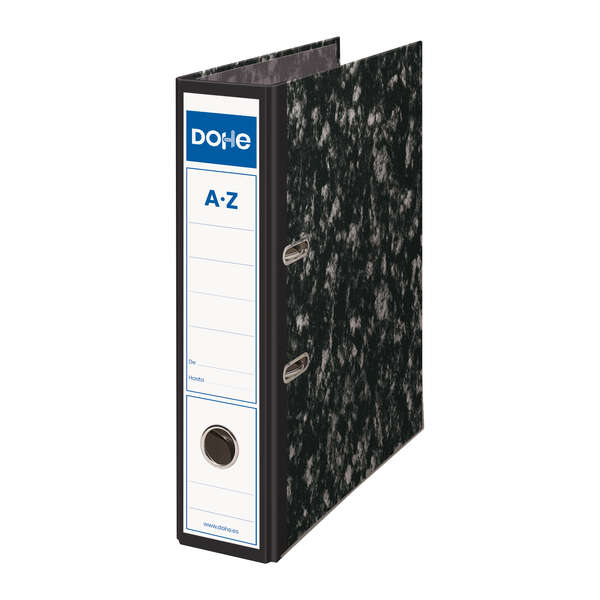 Dohe Archinovo Cartellina ad anelli con anello A4 282x318x70mm - Dorso largo - Cartone rivestito - Angolari metallici - Colore nero marmorizzato