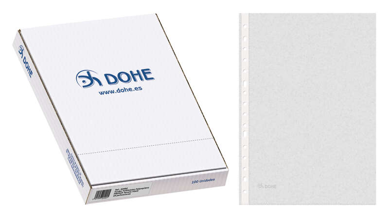 Dohe Confezione da 100 buste multifunzione Premium 80 micron Folio - 16 fori - Polipropilene ruvido - Trasparenti