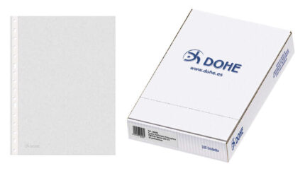 Dohe Confezione da 100 buste multiforo Premium 80 micron A4 - 16 fori - Polipropilene ruvido - Trasparenti