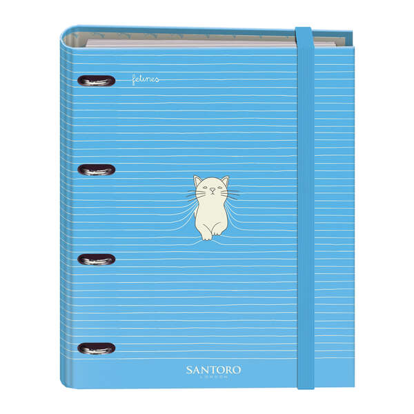 Dohe Santoro Felines Raccoglitore a 4 anelli formato A4 con ricambio da 100 fogli - 4 divisori colorati - Chiusura con elastico - Anelli da 35 mm Dohe Santoro Felines Raccoglitore a 4 anelli formato A4 con ricambio da 100 fogli - 4 divisori colorati - Chiusura con elastico - Anelli da 35 mm